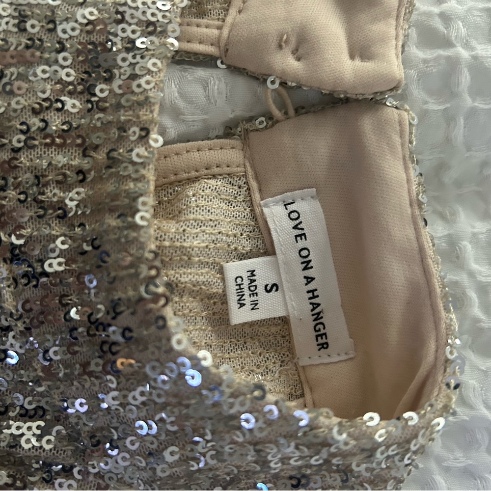 Love On A Hanger champagne silver halter top